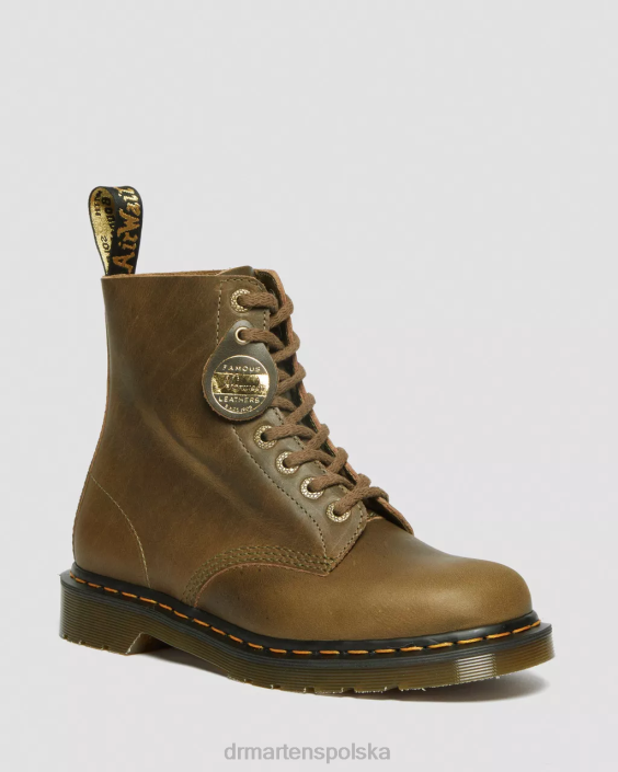 obuwie gałązka oliwna denver veg tan F28B116 Skórzane, sznurowane buty 1460 Pascal wyprodukowane w Anglii kobiety Dr. Martens