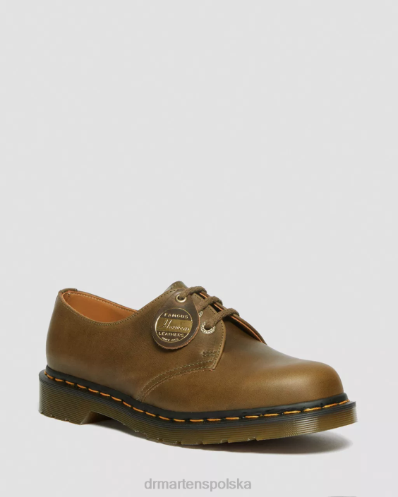 obuwie gałązka oliwna denver veg tan F28B314 1461, wyprodukowane w Anglii, skórzane buty oxford Denver kobiety Dr. Martens
