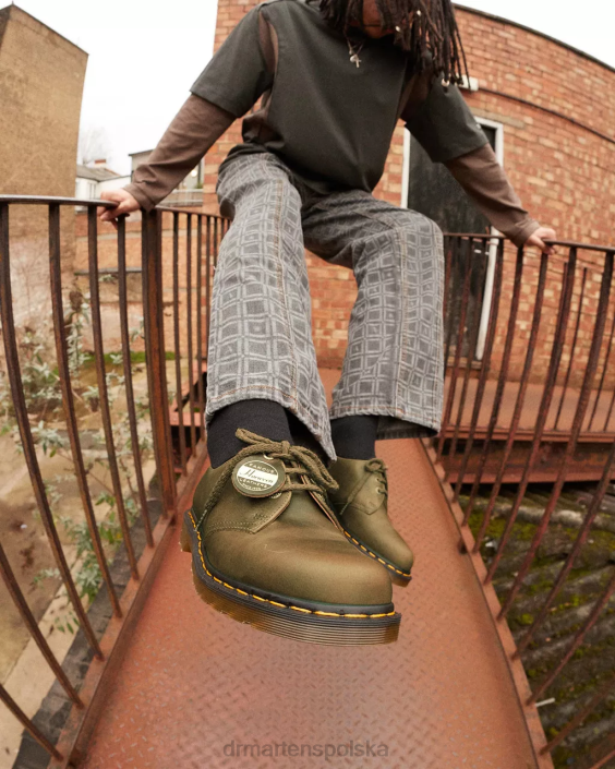 obuwie gałązka oliwna denver veg tan F28B314 1461, wyprodukowane w Anglii, skórzane buty oxford Denver kobiety Dr. Martens