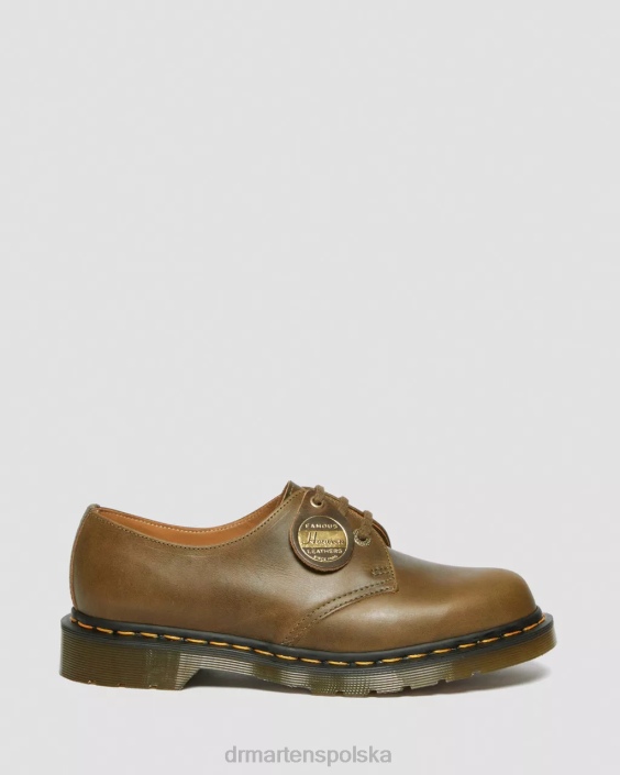 obuwie gałązka oliwna denver veg tan F28B314 1461, wyprodukowane w Anglii, skórzane buty oxford Denver kobiety Dr. Martens