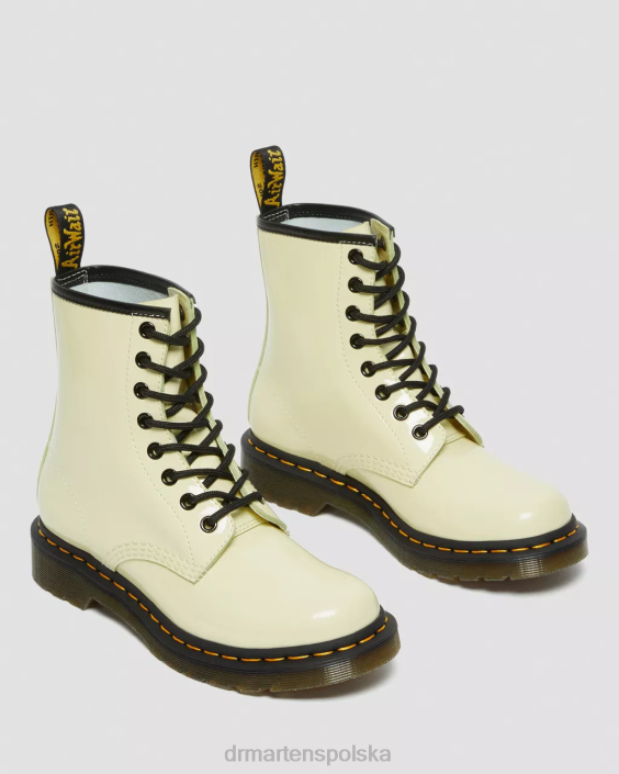obuwie krem Lucido i lampa patentowa F28B154 Sznurowane buty ze skóry lakierowanej 1460 kobiety Dr. Martens