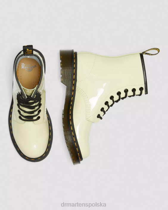 obuwie krem Lucido i lampa patentowa F28B154 Sznurowane buty ze skóry lakierowanej 1460 kobiety Dr. Martens