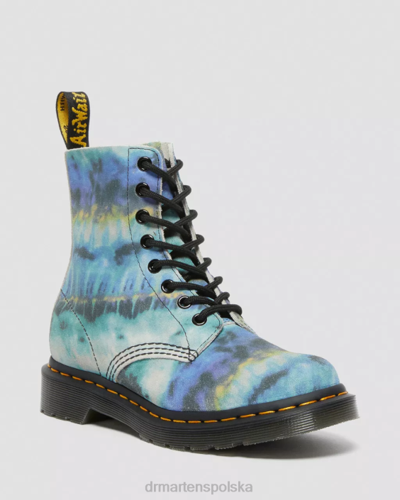 obuwie niebieski F28B195 1460 Pascal sznurowane buty ze skóry tie-dye kobiety Dr. Martens