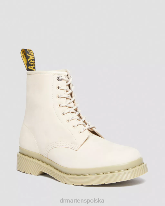 obuwie pergamin beż frezowany nubuk wp F28B146 Sznurowane buty ze skóry nubukowej 1460 mono kobiety Dr. Martens
