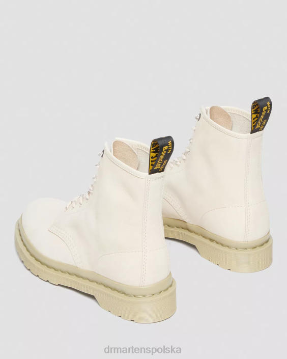 obuwie pergamin beż frezowany nubuk wp F28B146 Sznurowane buty ze skóry nubukowej 1460 mono kobiety Dr. Martens