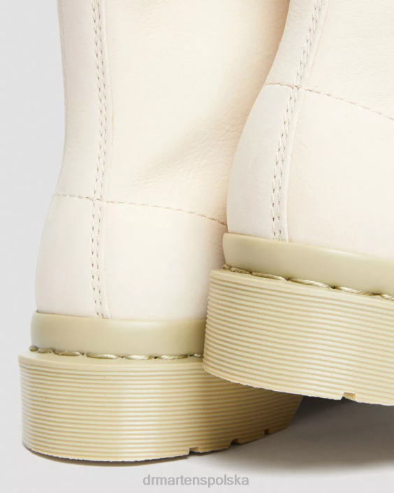 obuwie pergamin beż frezowany nubuk wp F28B146 Sznurowane buty ze skóry nubukowej 1460 mono kobiety Dr. Martens