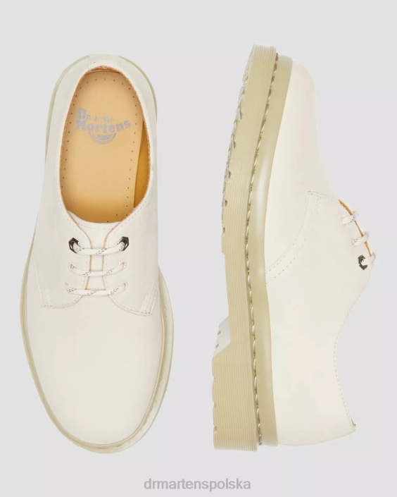 obuwie pergamin beż frezowany nubuk wp F28B304 Buty oxford 1461 z frezowanej skóry nubukowej kobiety Dr. Martens
