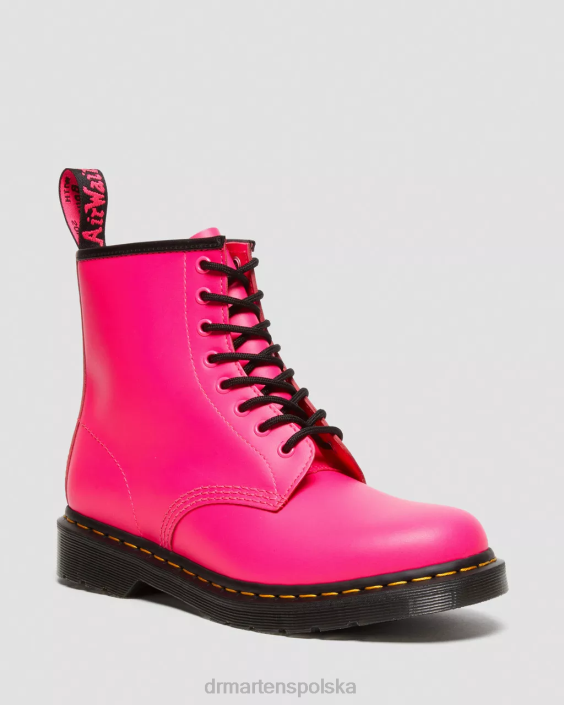 obuwie różowy gładki F28B193 Sznurowane buty z gładkiej skóry 1460 kobiety Dr. Martens