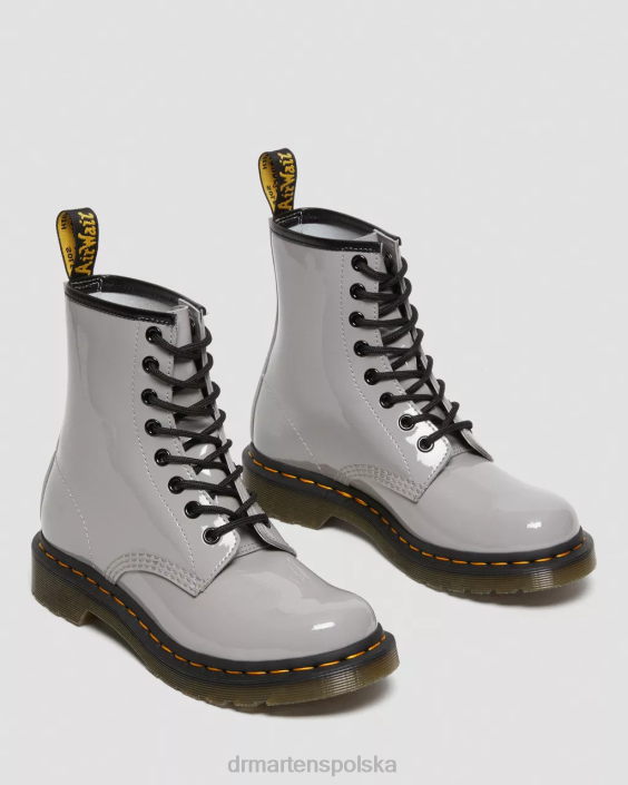 obuwie szary Lucido i lakierowany lamper F28B133 Sznurowane buty ze skóry lakierowanej 1460 kobiety Dr. Martens
