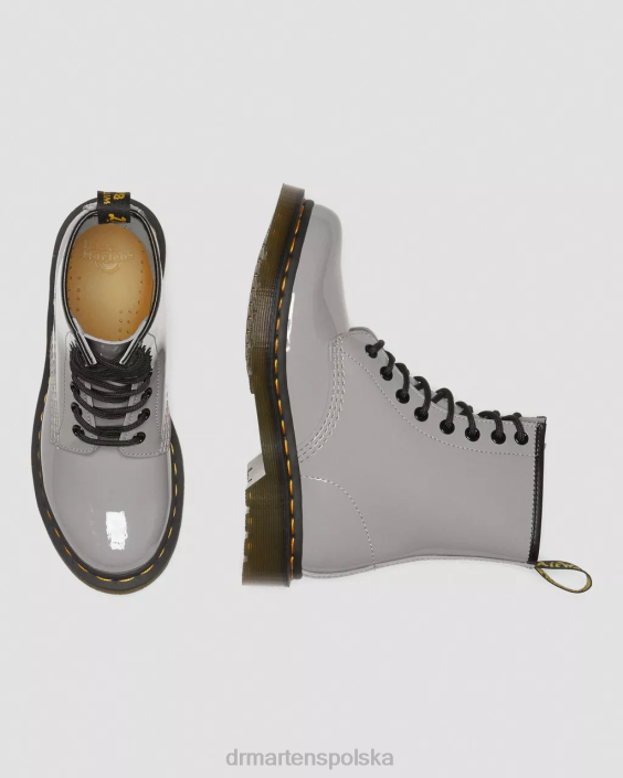obuwie szary Lucido i lakierowany lamper F28B133 Sznurowane buty ze skóry lakierowanej 1460 kobiety Dr. Martens