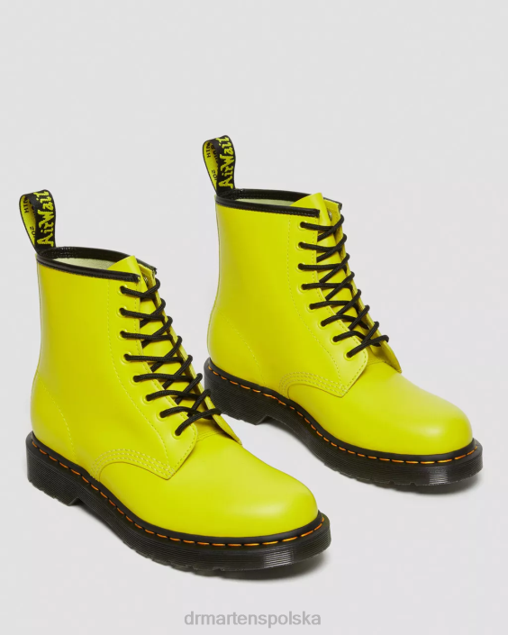 obuwie żółty gładki F28B126 Sznurowane buty z gładkiej skóry 1460 kobiety Dr. Martens
