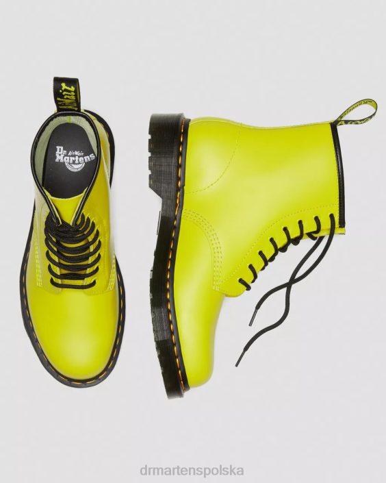 obuwie żółty gładki F28B126 Sznurowane buty z gładkiej skóry 1460 kobiety Dr. Martens