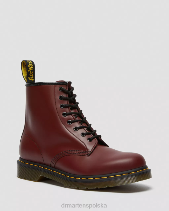 obuwie wiśnia gładka F28B60 Sznurowane buty z gładkiej skóry 1460 kobiety Dr. Martens