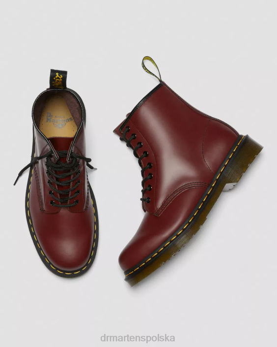 obuwie wiśnia gładka F28B60 Sznurowane buty z gładkiej skóry 1460 kobiety Dr. Martens