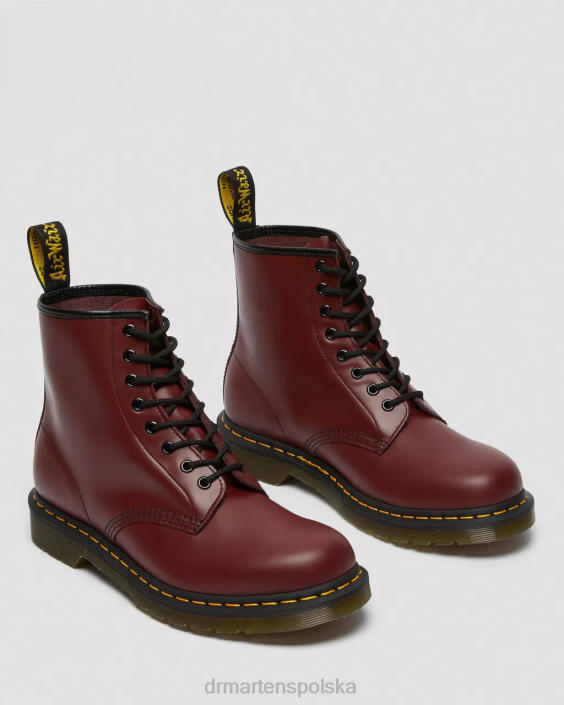 obuwie wiśnia gładka F28B60 Sznurowane buty z gładkiej skóry 1460 kobiety Dr. Martens