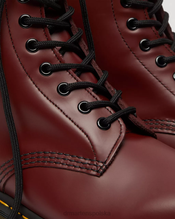 obuwie wiśnia gładka F28B60 Sznurowane buty z gładkiej skóry 1460 kobiety Dr. Martens
