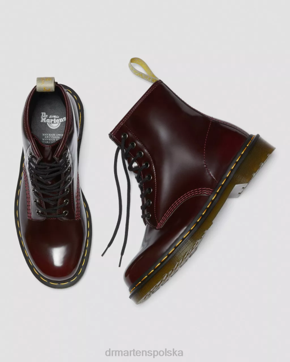 obuwie wiśniowy oxford ścierany F28B28 wegańskie sznurowane buty 1460 kobiety Dr. Martens
