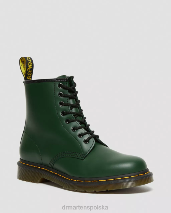 obuwie zielony gładki F28B79 Sznurowane buty z gładkiej skóry 1460 kobiety Dr. Martens