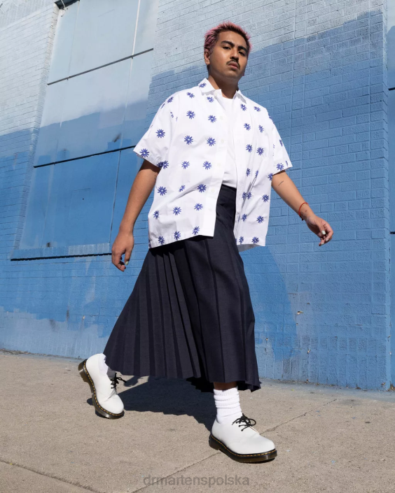 obuwie biały gładki F28B307 Oksfordy 1461 z gładkiej skóry mężczyźni Dr. Martens