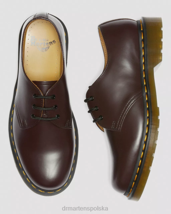 obuwie bordowy gładki F28B300 Oksfordy 1461 z gładkiej skóry mężczyźni Dr. Martens