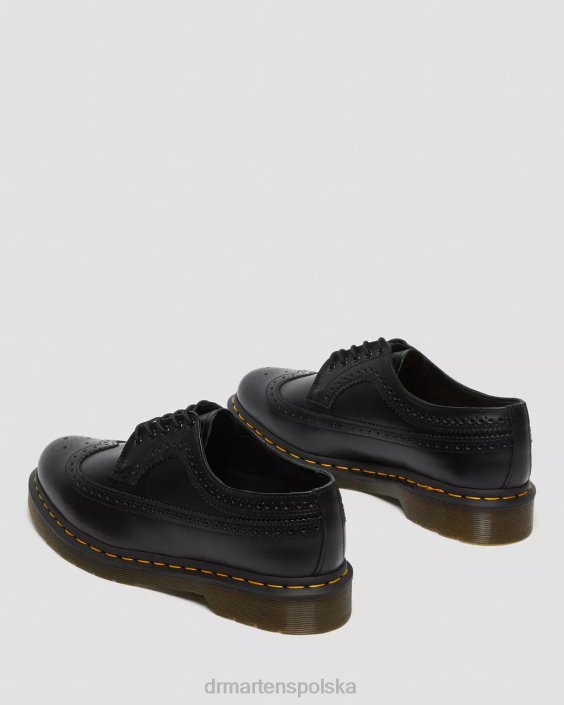obuwie czarny gładki F28B370 3989 Buty typu brogue z żółtej, gładkiej skóry mężczyźni Dr. Martens