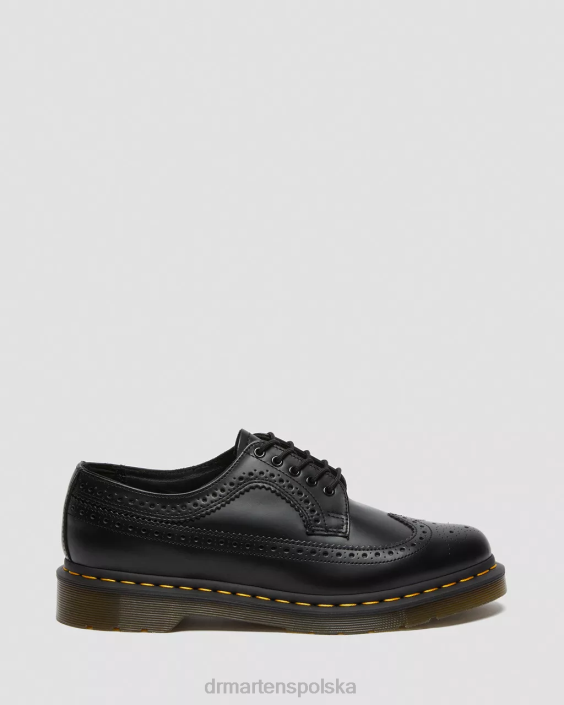 obuwie czarny gładki F28B370 3989 Buty typu brogue z żółtej, gładkiej skóry mężczyźni Dr. Martens