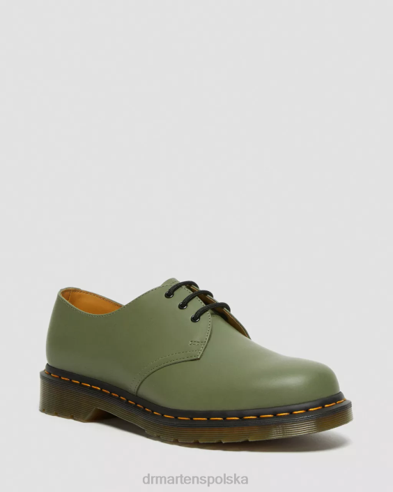 obuwie zieleń khaki, gładka F28B324 Oksfordy 1461 z gładkiej skóry mężczyźni Dr. Martens
