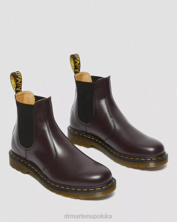 obuwie bordowy gładki F28B104 2976 żółte buty chelsea z gładkiej skóry mężczyźni Dr. Martens