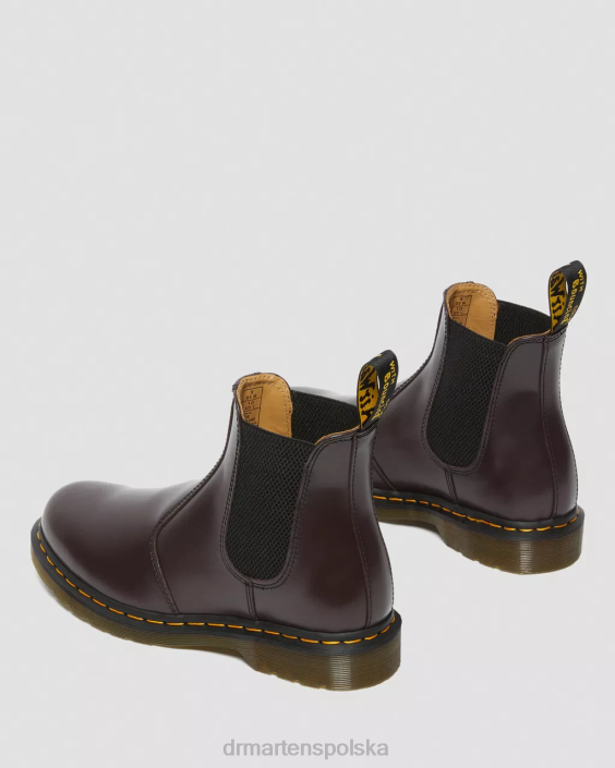 obuwie bordowy gładki F28B104 2976 żółte buty chelsea z gładkiej skóry mężczyźni Dr. Martens