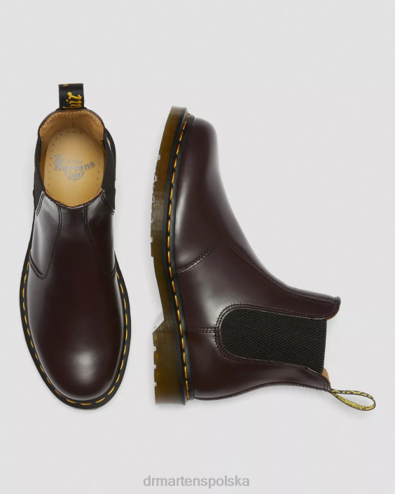 obuwie bordowy gładki F28B104 2976 żółte buty chelsea z gładkiej skóry mężczyźni Dr. Martens