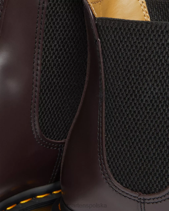 obuwie bordowy gładki F28B104 2976 żółte buty chelsea z gładkiej skóry mężczyźni Dr. Martens