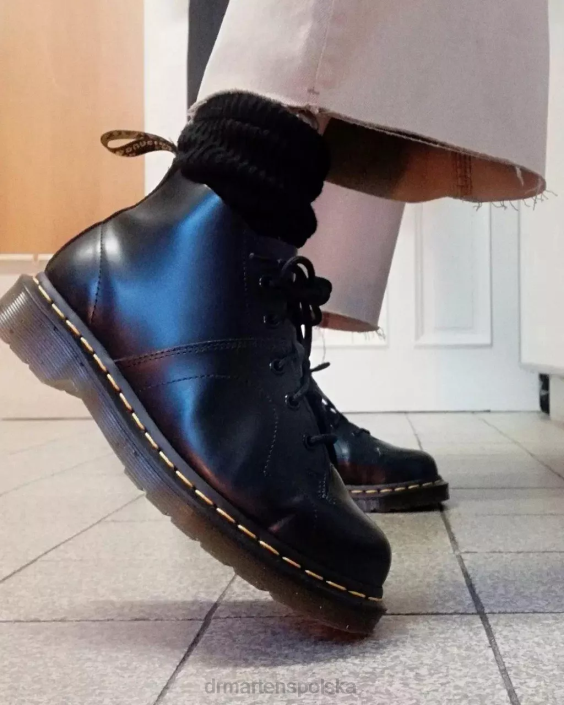 obuwie czarny gładki F28B177 kościelne małpie buty z gładkiej skóry mężczyźni Dr. Martens