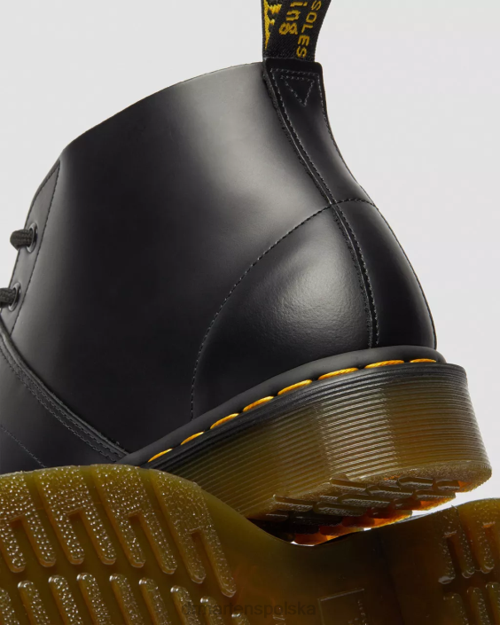 obuwie czarny gładki F28B177 kościelne małpie buty z gładkiej skóry mężczyźni Dr. Martens