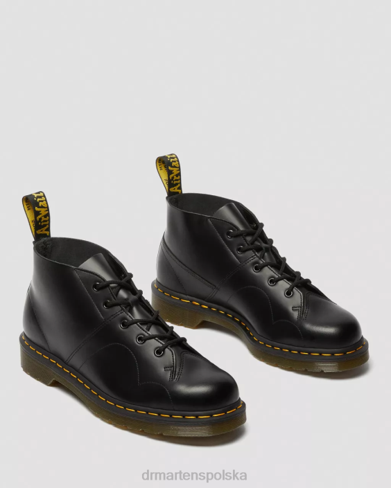 obuwie czarny gładki F28B177 kościelne małpie buty z gładkiej skóry mężczyźni Dr. Martens