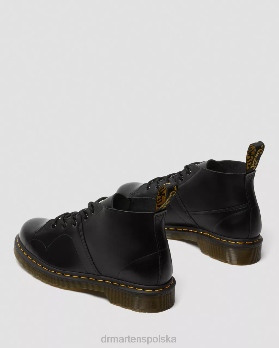 obuwie czarny gładki F28B177 kościelne małpie buty z gładkiej skóry mężczyźni Dr. Martens