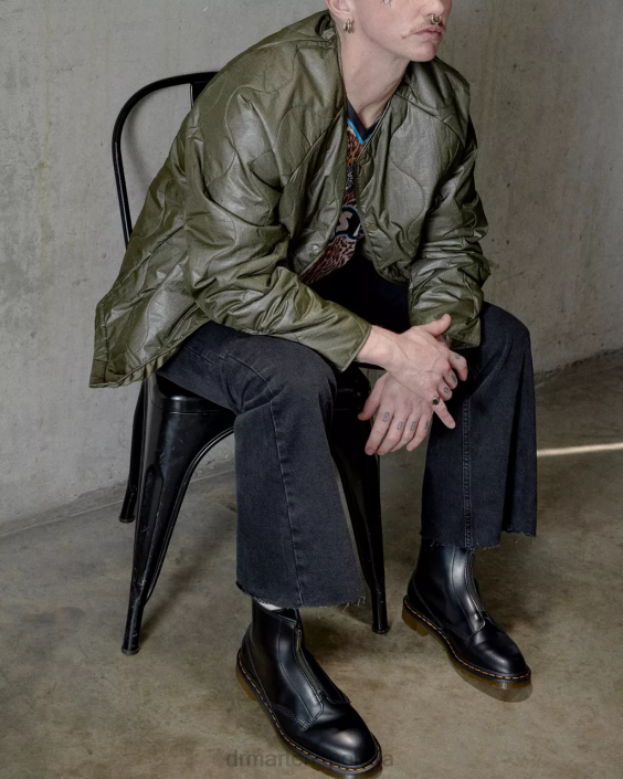 obuwie czarny polerowany gładki F28B387 Gładkie buty Cabbott mężczyźni Dr. Martens