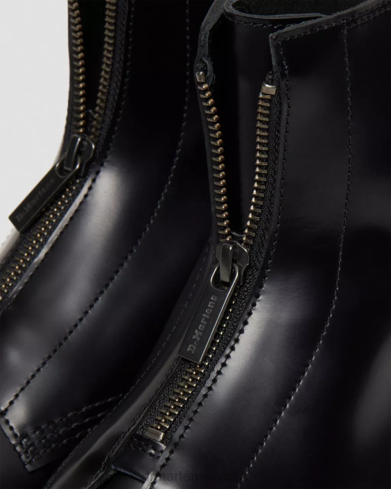 obuwie czarny polerowany gładki F28B387 Gładkie buty Cabbott mężczyźni Dr. Martens