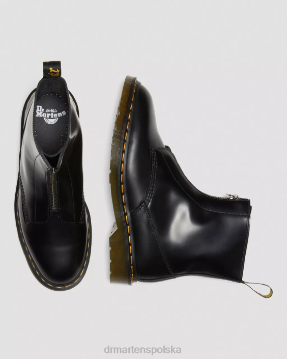 obuwie czarny polerowany gładki F28B387 Gładkie buty Cabbott mężczyźni Dr. Martens