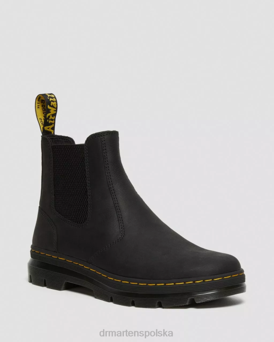 obuwie czarne wyomingi F28B58 Skórzane, codzienne buty Chelsea marki Embury mężczyźni Dr. Martens