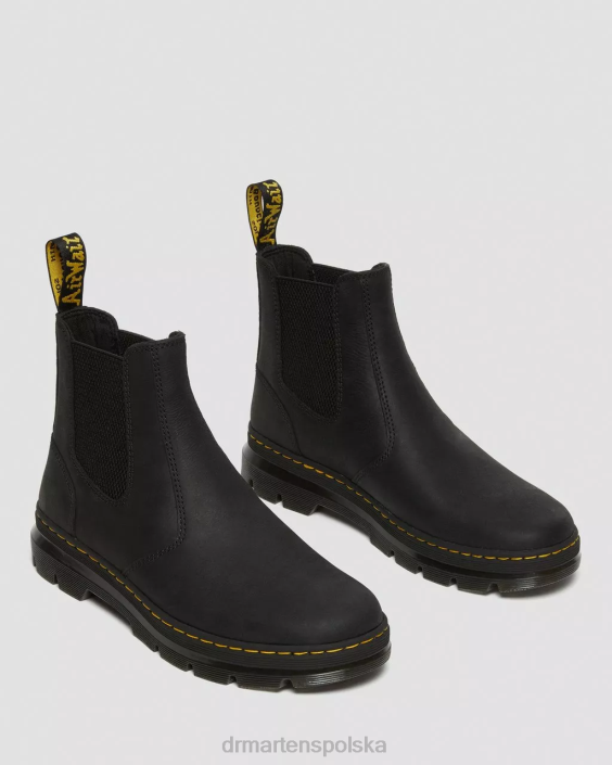 obuwie czarne wyomingi F28B58 Skórzane, codzienne buty Chelsea marki Embury mężczyźni Dr. Martens