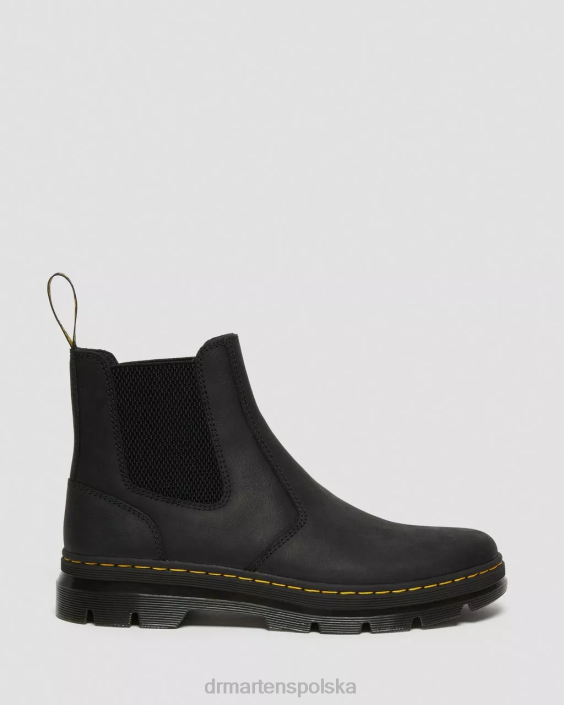 obuwie czarne wyomingi F28B58 Skórzane, codzienne buty Chelsea marki Embury mężczyźni Dr. Martens