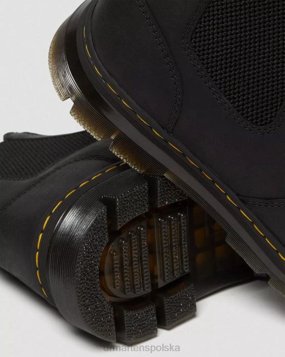 obuwie czarne wyomingi F28B58 Skórzane, codzienne buty Chelsea marki Embury mężczyźni Dr. Martens