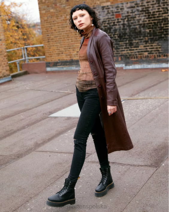 obuwie czarna pisa F28B13 Jadon Boot Piza skórzane platformy mężczyźni Dr. Martens