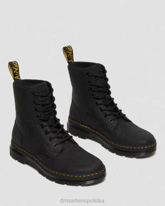 obuwie czarne wyomingi F28B83 grzebienie skórzane buty na co dzień mężczyźni Dr. Martens